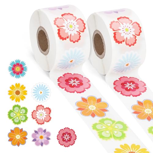 1000stk/2 Rolle Blumenaufkleber für Kinder, 3,8cm, 8 Muster Frühlings-Sommer-Blumenaufkleber Bunt Wasserfest Sonnenbeständig Blumenaufkleber für Sammelalben Wasserflaschen Karten Umschläge 1000stk/2 Rolle Blumenaufkleber für Kinder, 3,8cm, 8 Muster Frühlings-Sommer-Blumenaufkleber Bunt Wasserfest Sonnenbeständig Blumenaufkleber für Sammelalben Wasserflaschen Karten Umschläge von XIHIRCD