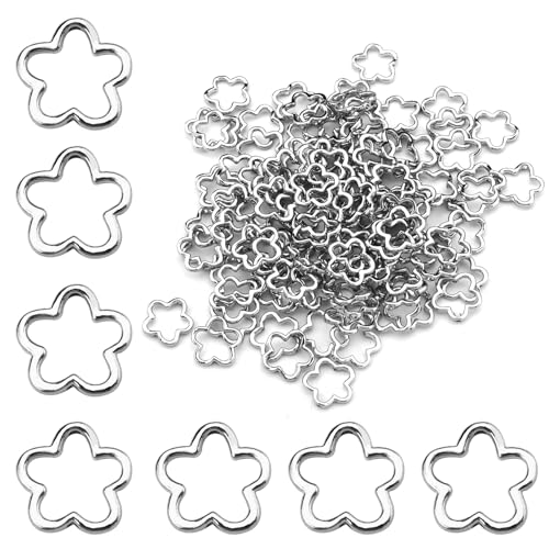 100stk Metallblumenperlen, Glänzende Silberne Perlenrahmen zur Schmuckherstellung Bezaubernde Blumenperlen aus Zinklegierung für Ohrringe Armbänder Halsketten Schlüsselanhänger 100stk Metallblumenperlen, Glänzende Silberne Perlenrahmen zur Schmuckherstellung Bezaubernde Blumenperlen aus Zinklegierung für Ohrringe Armbänder Halsketten Schlüsselanhänger von XIHIRCD