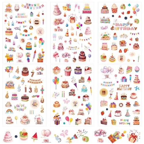 12 Bögen "Happy Birthday"-Aufkleber Farbenfrohe Süße Glatte "Happy Birthday"-Aufkleber in 6 Stilen für Geburtstagspartys Geschenkkarten Umschläge Sammelalben für Kinder und Erwachsene 12 Bögen "Happy Birthday"-Aufkleber Farbenfrohe Süße Glatte "Happy Birthday"-Aufkleber in 6 Stilen für Geburtstagspartys Geschenkkarten Umschläge Sammelalben für Kinder und Erwachsene von XIHIRCD