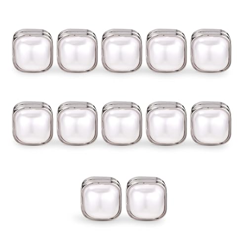 12 Sets Schleier Gewichte, Silber Perlen Schleier Doppelseitig Perlenmagnete Künstliche Perlen Vorhanggewichte für Hochzeitskleid Kleidung Schals Frauen Mädchen Braut (Quadrat) von XIHIRCD