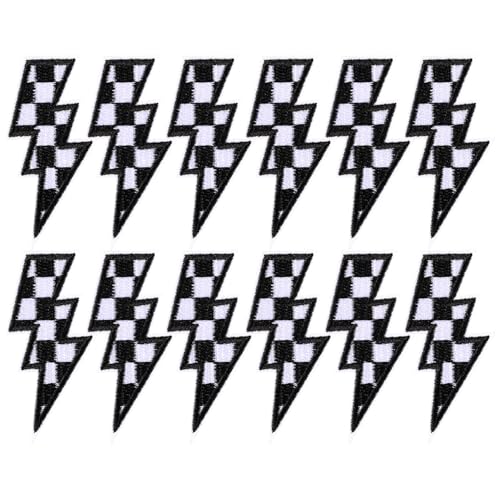 12 Stück Karierte Blitz Aufnäher, Blitz Aufnäher zum Aufnähen Renn Stickerei Aufnäher Blitz Aufbügler für Jacken Hüte Taschen Dekoration 12 Stück Karierte Blitz Aufnäher, Blitz Aufnäher zum Aufnähen Renn Stickerei Aufnäher Blitz Aufbügler für Jacken Hüte Taschen Dekoration von XIHIRCD