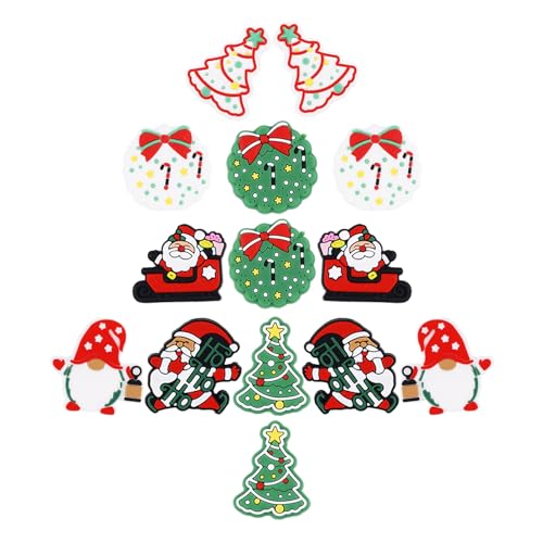 14 Stück Silikon Perlen, Cartoon Weihnachtsmann Weihnachtsbaum Zwerge Silikonperlen für Armbänder für Stifte Halsketten Schlüsselanhänger Schmuckherstellung Heimwerken Basteln von XIHIRCD