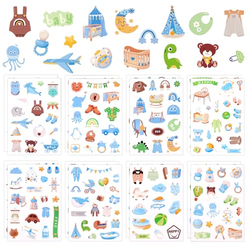 16 Blatt Baby Jungen Sticker, 8 Stile Verschiedene Muster Baby-Jungen-Aufkleber für Scrapbooking Fallen Nicht Leicht Ab Baby-Scrapbook-Aufkleber für Umschläge Scrapbooks Notizbücher 16 Blatt Baby Jungen Sticker, 8 Stile Verschiedene Muster Baby-Jungen-Aufkleber für Scrapbooking Fallen Nicht Leicht Ab Baby-Scrapbook-Aufkleber für Umschläge Scrapbooks Notizbücher von XIHIRCD