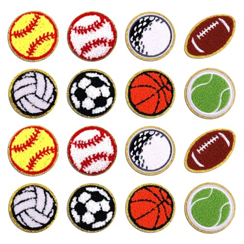 16stk Sport-Aufbügler, Basketball Baseball Golf Football Chenille-Aufnäher Fußball Rugby Tennis Volleyball Aufnäher Bestickte Applikation für Hüte Jeans Rucksäcke Kleidung Reparatur Heimwerken 16stk Sport-Aufbügler, Basketball Baseball Golf Football Chenille-Aufnäher Fußball Rugby Tennis Volleyball Aufnäher Bestickte Applikation für Hüte Jeans Rucksäcke Kleidung Reparatur Heimwerken von XIHIRCD