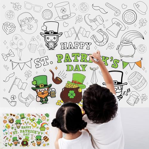 2 Stück St. Patrick's Day Maltischdecke, 110x80cm Großes Malposter Riesige Tischdecke Maltischläufer für St. Patrick's Day Basteln Dekorationen Geschenke Spiele Aktivitäten von XIHIRCD