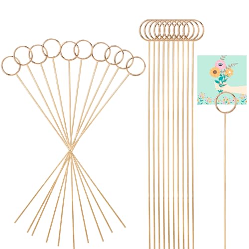 20stk Goldener Kartenhalter, Runder Blumen-Kartenhalter aus Metall Floral Platzkartenhalter Ausgefallene Blumen-Picker-Clips Blumenstrauß-Accessoires für Party-Hochzeits-Blumenarrangements von XIHIRCD