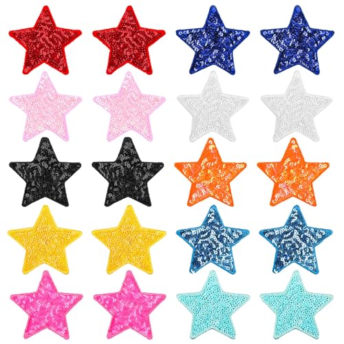 20stk Stern Glitzer Aufnäher, 6,5x6cm Aufnäher zum Aufbügeln Mehrfarbig Pailletten-Stickerei-Patches Glänzende Sterne-Flicken für Kleidung Schuhe Taschen Hüte für Damen und Herren 20stk Stern Glitzer Aufnäher, 6,5x6cm Aufnäher zum Aufbügeln Mehrfarbig Pailletten-Stickerei-Patches Glänzende Sterne-Flicken für Kleidung Schuhe Taschen Hüte für Damen und Herren von XIHIRCD