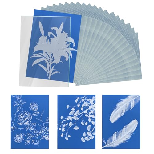 24 Blatt A5 Sonnendruck Papier, 21x14,8cm Cyanotypie-Papier mit Acrylplatte Hochempfindlich Solar-Kunstdruck und Zeichenpapier für DIY-Projekte Basteln Kinder Erwachsene 24 Blatt A5 Sonnendruck Papier, 21x14,8cm Cyanotypie-Papier mit Acrylplatte Hochempfindlich Solar-Kunstdruck und Zeichenpapier für DIY-Projekte Basteln Kinder Erwachsene von XIHIRCD