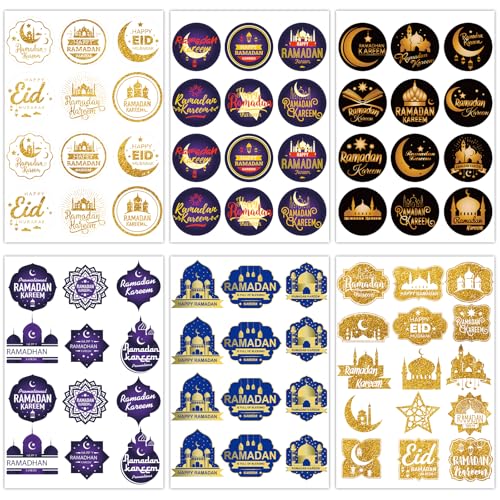 24 Stück Eid Mubarak Aufkleber, Eid al Adha Aufkleber Ramadan Aufkleber Eid Mubarak Party Gastgeschenk Ramadan Etiketten für Umschlag DIY Basteln Islamische Muslimische Party von XIHIRCD
