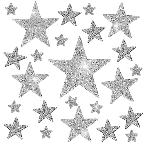 24St Aufnäher zum Aufbügeln Stern, 5 Größen Strass Stern Aufnäher Silber Glitzernd Applikationen zum Aufbügeln Stern für Kleidung Hüte Taschen Jeans Reparatur und Dekoration 24St Aufnäher zum Aufbügeln Stern, 5 Größen Strass Stern Aufnäher Silber Glitzernd Applikationen zum Aufbügeln Stern für Kleidung Hüte Taschen Jeans Reparatur und Dekoration von XIHIRCD