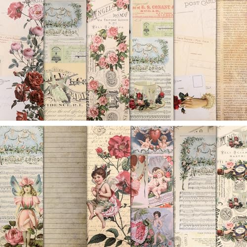 24st Vintage Scrapbook Papier, 12 Designs Einseitig Scrapbook Papier Rosenästhetik Dekoratives Bastelpapier Handgefertigt Valentinstag Karton für Scrapbooking DIY Basteln Fotodekoration 24st Vintage Scrapbook Papier, 12 Designs Einseitig Scrapbook Papier Rosenästhetik Dekoratives Bastelpapier Handgefertigt Valentinstag Karton für Scrapbooking DIY Basteln Fotodekoration von XIHIRCD