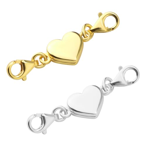 2stk Herzförmig Magnetverschlüsse, Silber und Gold Doppelter Armband-Karabinerverschluss Legierungs-Schmuckkettenverlängerung Halskettenverschlüsse für Schmuckherstellung DIY-Zubehör 2stk Herzförmig Magnetverschlüsse, Silber und Gold Doppelter Armband-Karabinerverschluss Legierungs-Schmuckkettenverlängerung Halskettenverschlüsse für Schmuckherstellung DIY-Zubehör von XIHIRCD