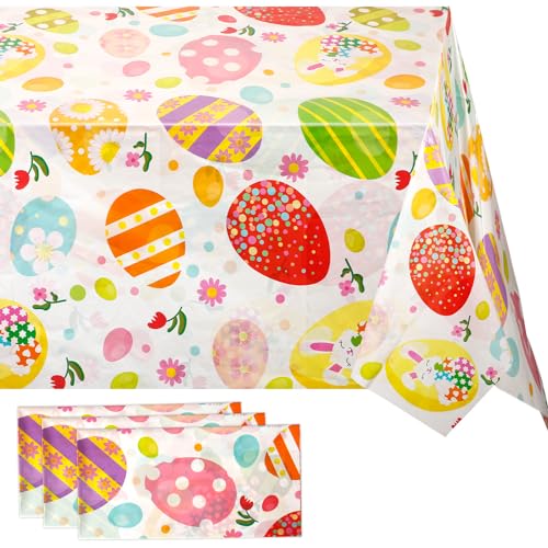 3 Stück Ostereier Tischdecke, 137x274cm Rechteckig Kunststoff Tischdecke Farbig Eierdruck Ostertischdecke Tischdeckendekorationen für Ostern Picknick Frühlingspartys 3 Stück Ostereier Tischdecke, 137x274cm Rechteckig Kunststoff Tischdecke Farbig Eierdruck Ostertischdecke Tischdeckendekorationen für Ostern Picknick Frühlingspartys von XIHIRCD