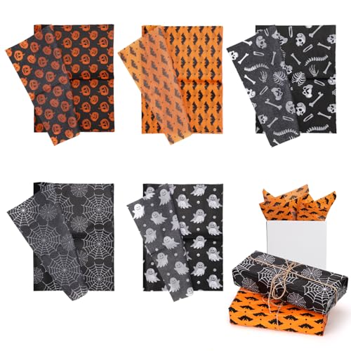 30 Blatt Halloween Verpackungsseidenpapier, 5 Arten von Halloween Geschenkseidenpapier Geschenkpapier Geschenkpapier für Halloween Party Geschenkdekorationen von XIHIRCD
