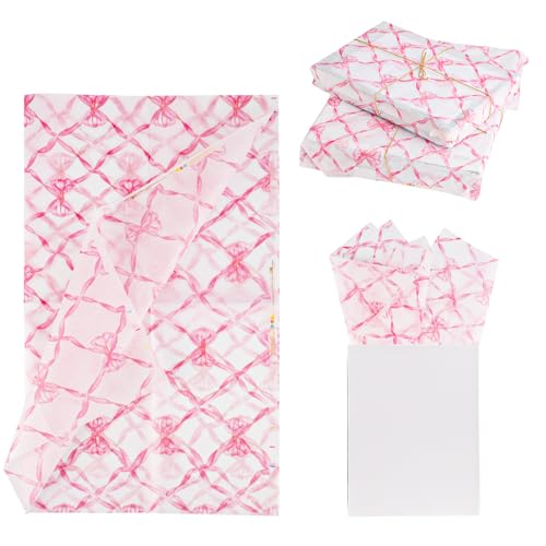 30 Stück Seidenpapier mit Schmetterlingsnetz und Schleife, 35x50cm Verpackungs-Seidenpapier Geschenkpapier Seidenpapier mit Schmetterlingsnetz und Schleife für Geschenktüten Verpackung von XIHIRCD