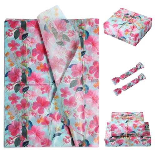 XIHIRCD 30stk Rosa Seidenpapier mit Blumenmuster, Geschenkpapier zum Geburtstag, Partys, Basteln, 35x50 cm von XIHIRCD
