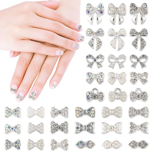 33 Stück Charms für Nägel Schleifen, 3D Silber Legierungs Nagel Charms Schleife Y2K Nagel Charms für Acryl Nägel Strass Nagelkunst DIY Dekoration Eingelegte Perlen Geschenk für Mädchen Frauen 33 Stück Charms für Nägel Schleifen, 3D Silber Legierungs Nagel Charms Schleife Y2K Nagel Charms für Acryl Nägel Strass Nagelkunst DIY Dekoration Eingelegte Perlen Geschenk für Mädchen Frauen von XIHIRCD