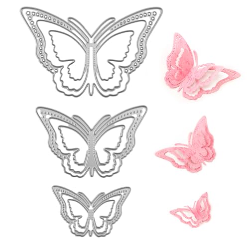 3St 3D Schmetterlinge Stanzformen Metall, Stanzformen Schmetterling für Die Kartenherstellung Schmetterlingsrahmen Stanzformen für DIY Basteln Scrapbooking Dekorative Prägung von XIHIRCD