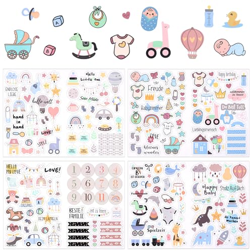 4 Bögen Scrapbook Aufkleber, Verschiedene Muster Baby Scrapbook Aufkleber Baby Mädchen Aufkleber Baby Jungen Scrapbook Aufkleber Baby Scrapbook Zubehör 4 Bögen Scrapbook Aufkleber, Verschiedene Muster Baby Scrapbook Aufkleber Baby Mädchen Aufkleber Baby Jungen Scrapbook Aufkleber Baby Scrapbook Zubehör von XIHIRCD