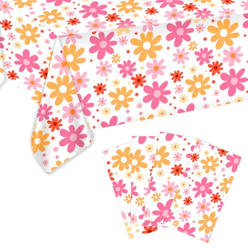 4 Stück Gänseblümchen Tischdecken, 137x274cm Kunststoff Bohemian-Blumenmuster Vintage-Hippie-Blumen Einweg-Tischdecken Rechteckig 4 Stück Gänseblümchen Tischdecken, 137x274cm Kunststoff Bohemian-Blumenmuster Vintage-Hippie-Blumen Einweg-Tischdecken Rechteckig von XIHIRCD