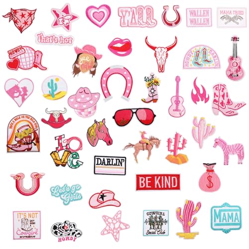43stk Western-Aufnäher für Cowgirls, Rosafarbene Bestickte Aufnäher für Cowgirls Rosafarbene Trucker-Aufnäher DIY-Zubehör Aufnäher zum Aufbügeln Rucksack-Aufnäher für Mädchen im Preppy-Stil 43stk Western-Aufnäher für Cowgirls, Rosafarbene Bestickte Aufnäher für Cowgirls Rosafarbene Trucker-Aufnäher DIY-Zubehör Aufnäher zum Aufbügeln Rucksack-Aufnäher für Mädchen im Preppy-Stil von XIHIRCD