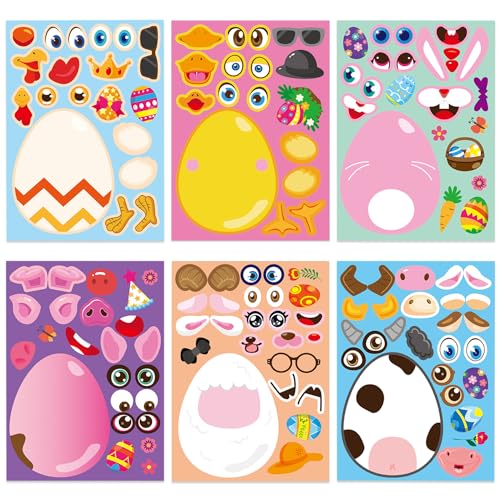 XIHIRCD 48 Stück Ostern Make a Face Sticker für Kinder, Lustig Make Your Own Face Aufkleber Ostern Sticker Partyspielzeug Osterkorbfüller Partyspiel Geschenk für Jungen Mädchen DIY-Bastelarbeiten XIHIRCD 48 Stück Ostern Make a Face Sticker für Kinder, Lustig Make Your Own Face Aufkleber Ostern Sticker Partyspielzeug Osterkorbfüller Partyspiel Geschenk für Jungen Mädchen DIY-Bastelarbeiten von XIHIRCD