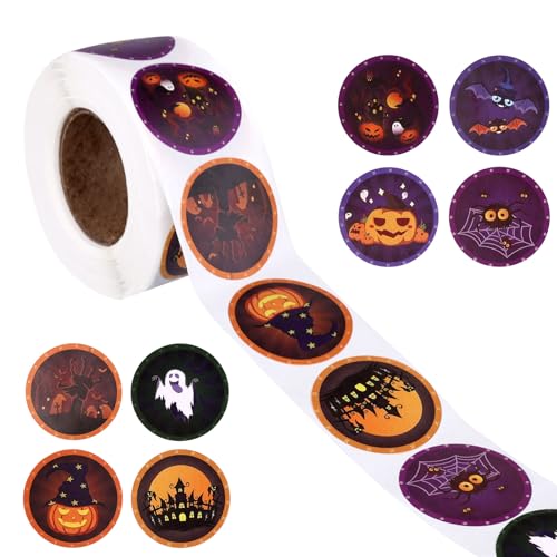 500St Halloween Aufkleber Kinder, 2,5cm Süß Rund Halloween Aufkleberrolle 8 Designs Kürbis Geist Fledermaus Halloween Deko Aufkleber für Scrapbooking Umschläge Partygeschenke 500St Halloween Aufkleber Kinder, 2,5cm Süß Rund Halloween Aufkleberrolle 8 Designs Kürbis Geist Fledermaus Halloween Deko Aufkleber für Scrapbooking Umschläge Partygeschenke von XIHIRCD