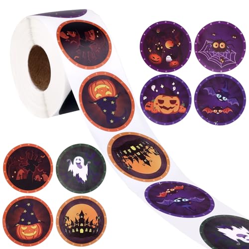 500St Halloween Aufkleber für Kinder, 3,8cm Süß 8 Designs Kürbis Geist Fledermaus Halloween Aufkleberrolle für Scrapbooking Umschläge Partygeschenke 500St Halloween Aufkleber für Kinder, 3,8cm Süß 8 Designs Kürbis Geist Fledermaus Halloween Aufkleberrolle für Scrapbooking Umschläge Partygeschenke von XIHIRCD