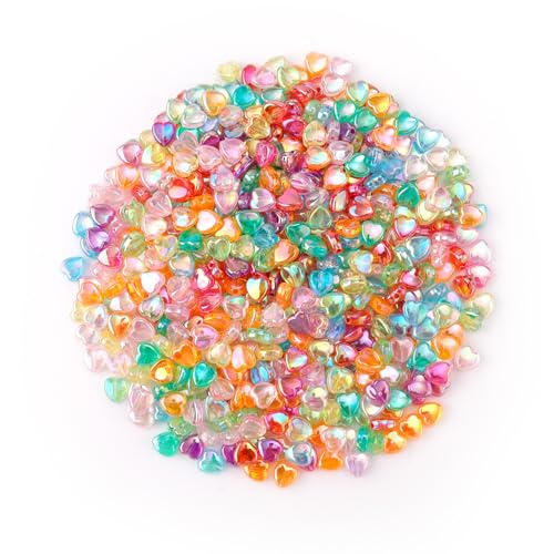 500stk Herzförmige Acrylperlen, Herzanhänger aus Acryl Lose Perlen in 9 Verschiedenen Farben Herz-Abstandsperlen zur Schmuckherstellung zum Selbermachen Basteln für Armbänder Halsketten Ohrringe von XIHIRCD