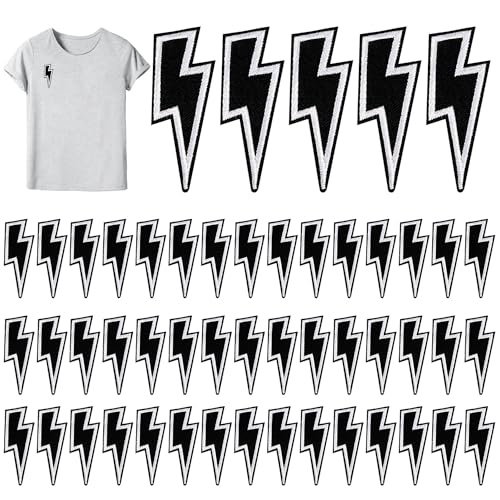 50st Aufnäher Blitz, Schwarz Aufnäher Patches Blitz Cool Aufnäher zum Aufbügeln DIY Bestickte Aufnäher für Hüte Kleidung Schuhe Taschen Jeans 50st Aufnäher Blitz, Schwarz Aufnäher Patches Blitz Cool Aufnäher zum Aufbügeln DIY Bestickte Aufnäher für Hüte Kleidung Schuhe Taschen Jeans von XIHIRCD