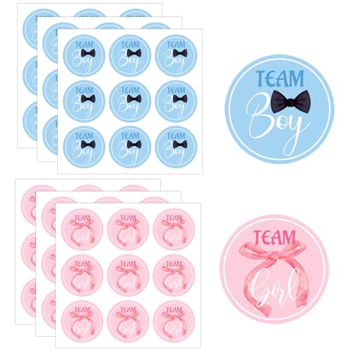 54stk Gender Reveal-Aufkleber, 5cm Blau-Rosa Team Boy Team Girl-Aufkleber Selbstklebende Gender Reveal-Etiketten für Scrapbook-Spiele Babyparty-Partygeschenke (Runder Stil) von XIHIRCD