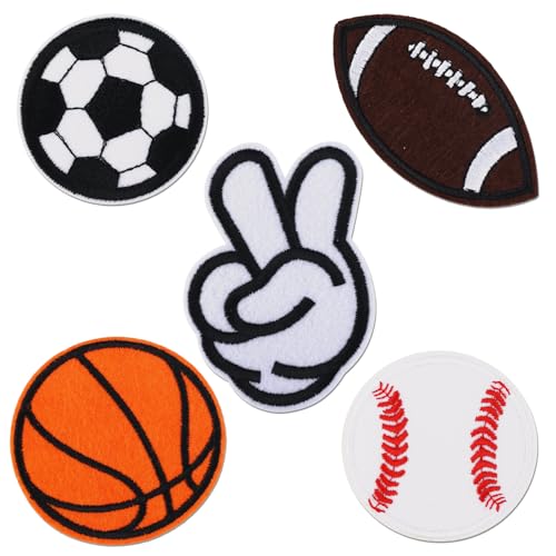 5stk Stickaufnäher mit Sportball-Logo, Sport Aufnäher Vliesstoff und Polyester zum Aufbügeln in Baseball- Fußball- und Basketballform Fußball-Aufnäher Aufbügeln für Hüte Schuhe Taschen 5stk Stickaufnäher mit Sportball-Logo, Sport Aufnäher Vliesstoff und Polyester zum Aufbügeln in Baseball- Fußball- und Basketballform Fußball-Aufnäher Aufbügeln für Hüte Schuhe Taschen von XIHIRCD