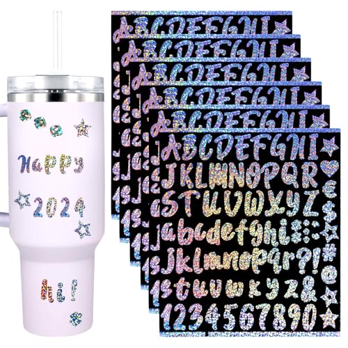 6 Bögen Vinyl Buchstabenaufkleber, Bunte Glitzernde Aufkleber für Großbuchstaben Aufkleber für Kleinbuchstaben Wasserfeste Selbstklebende Buchstaben- und Zahlenaufkleber für Stanley Cups 6 Bögen Vinyl Buchstabenaufkleber, Bunte Glitzernde Aufkleber für Großbuchstaben Aufkleber für Kleinbuchstaben Wasserfeste Selbstklebende Buchstaben- und Zahlenaufkleber für Stanley Cups von XIHIRCD