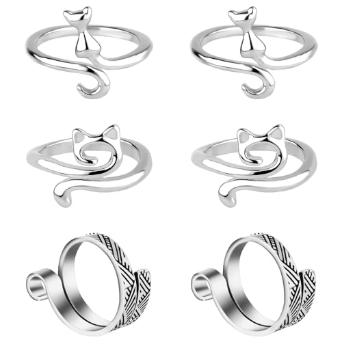 6 Stück Häkelring, 3 Stile Verstellbarer Häkelspannring Häkelfingerring Häkelführungsring Garnführungsfingerhalter für Häkelhandstrickwerkzeuge von XIHIRCD