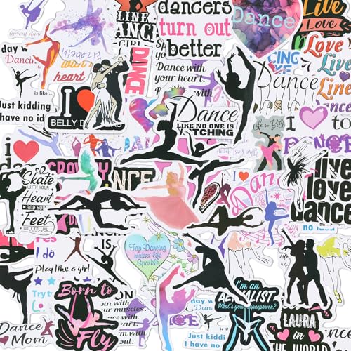 64 Stück Dance Stickers, Tanzaufkleber für Autos Laptops Flaschen Ballettaufkleber für Mädchen und Frauen Aufkleber für Tanzparty Geburtstag Partygeschenke von XIHIRCD