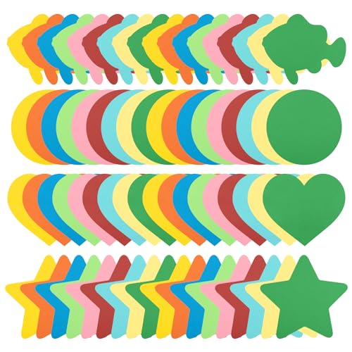 72St Pinnwand Papierausschnitte, Farbig Stern Ausschnitte Papier Papierausschnitt Herz Fisch Rund Papierausschnitte Pinnwand Dekoration für Party Klassenzimmer DIY Bastelarbeiten (9 Farben) von XIHIRCD
