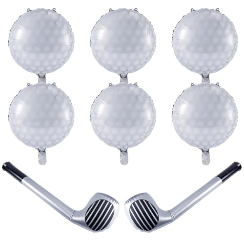 8stk Golfgeburtstagsparty-Dekorationen, 6 Stück 45cm Große Golfballballons mit 2 Stück Großer Aufblasbarer Golfschläger Lustig Foliensportballons Golfparty-Zubehör 8stk Golfgeburtstagsparty-Dekorationen, 6 Stück 45cm Große Golfballballons mit 2 Stück Großer Aufblasbarer Golfschläger Lustig Foliensportballons Golfparty-Zubehör von XIHIRCD