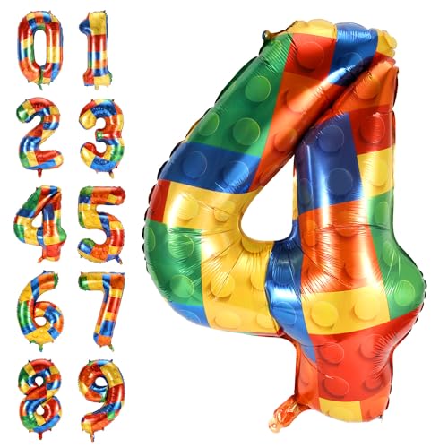 Ballon Zahlen, 81cm Großer Zahlenballon Heliumfolien-Mylar-Ballon für Kinder-Feiertagspartys, Mottopartys, Jungen und Mädchen-Geburtstagsparty-Dekorationen (4) von XIHIRCD