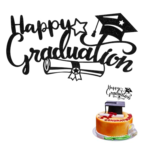 Glitzernder Abschluss Kuchenaufsatz, Doppelseitig Klasse 2024 Kuchen Dekoration Graduation Cake Topper für Partyzubehör zum Thema Abschluss des High School College von XIHIRCD