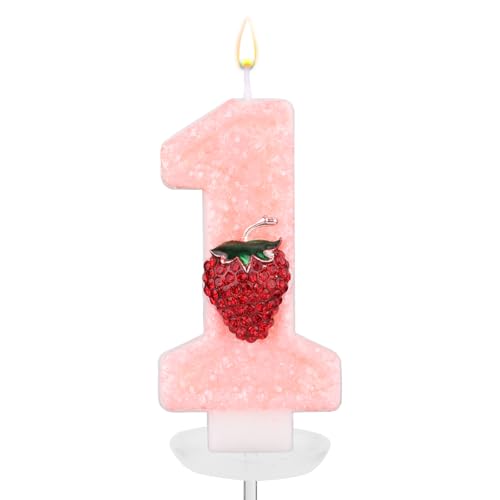 Kerze Zahl 1 Rosa, Erdbeere Geburtstagskerze Beere Kerze zum 1. Geburtstag für den Ersten Geburtstag Party Dekoration für Dekorationen zum 1. Geburtstag Jahrestag Foto Requisiten Kerze Zahl 1 Rosa, Erdbeere Geburtstagskerze Beere Kerze zum 1. Geburtstag für den Ersten Geburtstag Party Dekoration für Dekorationen zum 1. Geburtstag Jahrestag Foto Requisiten von XIHIRCD