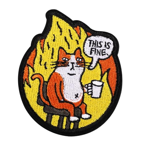 This is Fine Katzen Aufnäher, 7,7x 6,5cm Süß Meme Aufnäher Moral Aufnäher mit Katzenmotiv This is Fine Hunde Aufnäher Katzen Stickerei Aufnäher mit Klettband für Jeans Jacken Rucksäcke Hüte This is Fine Katzen Aufnäher, 7,7x 6,5cm Süß Meme Aufnäher Moral Aufnäher mit Katzenmotiv This is Fine Hunde Aufnäher Katzen Stickerei Aufnäher mit Klettband für Jeans Jacken Rucksäcke Hüte von XIHIRCD
