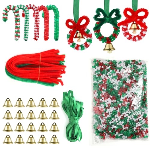 XIHIRCD 1570St Weihnachts Perlenornament Set, Dreiförmige Weihnachtsperlen Weihnachtsbasteleien für Kinder Weihnachts DIY Bastelarbeiten für Party Weihnachtsbaumdekoration von XIHIRCD