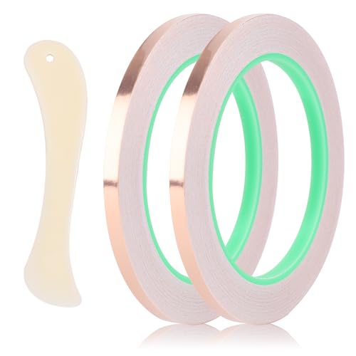 XIHIRCD 2 Rollen Kupferfolienband, 0,5cm Breites Kupferfolienband Doppelseitiges Leitfähiges Klebeband mit Kunststoffschaber für Buntglas Elektroreparaturpapier Schaltkreise Kunsthandwerk XIHIRCD 2 Rollen Kupferfolienband, 0,5cm Breites Kupferfolienband Doppelseitiges Leitfähiges Klebeband mit Kunststoffschaber für Buntglas Elektroreparaturpapier Schaltkreise Kunsthandwerk von XIHIRCD