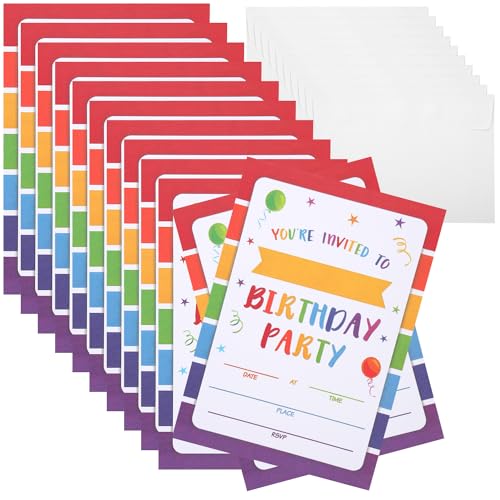 XIHIRCD 20 Stück Geburtstagseinladungen mit Umschlägen, Kinder Regenbogen Ballon Party Einladungen Selbstklebende Leere Geburtstagseinladungskarten für Jungen und Mädche Partyzubehör Dekorationen XIHIRCD 20 Stück Geburtstagseinladungen mit Umschlägen, Kinder Regenbogen Ballon Party Einladungen Selbstklebende Leere Geburtstagseinladungskarten für Jungen und Mädche Partyzubehör Dekorationen von XIHIRCD