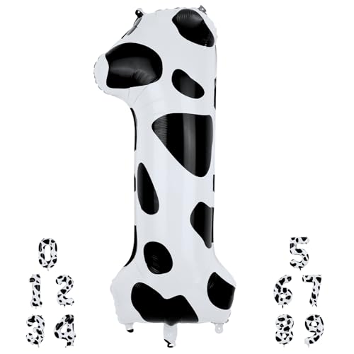 Zahlen Ballons mit Kuhmuster, 101,6cm Große Zahlen Ballons mit Kuhmuster Schwarz-Weiße Kuh-Druck-Geburtstagsfeier-Luftballons für Kuh-Druck für Cowgirl-Themenparty-Dekorationszubehör(Nummer 1) Zahlen Ballons mit Kuhmuster, 101,6cm Große Zahlen Ballons mit Kuhmuster Schwarz-Weiße Kuh-Druck-Geburtstagsfeier-Luftballons für Kuh-Druck für Cowgirl-Themenparty-Dekorationszubehör(Nummer 1) von XIHIRCD