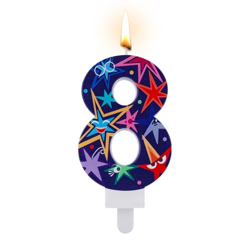 Zahlen Geburtstagskerzen, Partydekoration für Drinnen Dekorative Zahlenkerze Kuchenaufsatzkerze Partydekoration zum Thema Gefühle für Partyzubehör zum Geburtstag im Cartoon-Stil (Zahl 8) von XIHIRCD