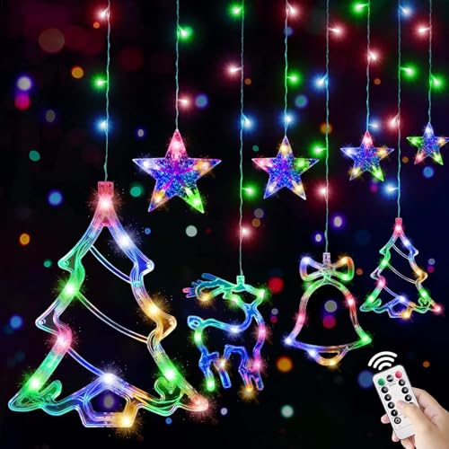 Lichtervorhang Weihnachten Fenster, Led Sterne Lichterkette für Weihnachtsdeko Fenster Lichterkette 8 Modi USB Weihnachtsbeleuchtung Innen & Außen Ip44 Wasserdicht für Weihnachtendeko,Fensterdeko von XIHUAN