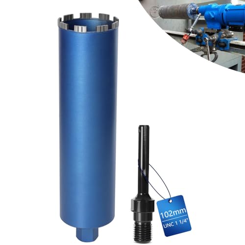 Diamantbohrkrone Dosensenker für Kernbohrgeräte inkl. 10 mm Turbo, L 460mm | Ø102 mm | SDS-MAX Adapter | 1 ¼ Zoll UNC | Nass Trocken Bohrkrone Kernbohrer Lasergeschweißte zum Beton Granit Mauerwerk Diamantbohrkrone Dosensenker für Kernbohrgeräte inkl. 10 mm Turbo, L 460mm | Ø102 mm | SDS-MAX Adapter | 1 ¼ Zoll UNC | Nass Trocken Bohrkrone Kernbohrer Lasergeschweißte zum Beton Granit Mauerwerk von XIIW