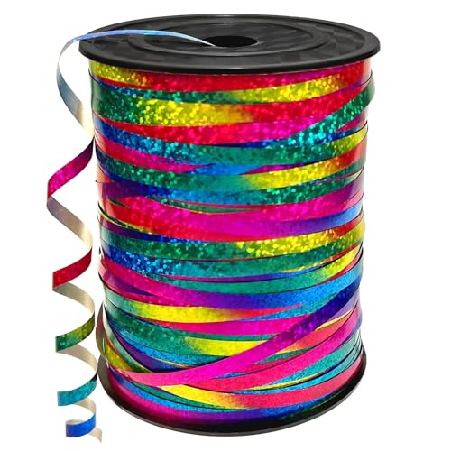 XIKAYA 450 Meter Geschenkband - 5mm Schleifenband Regenbogen - Glänzend Bunt Glitzer Ringelband Ballonband für Weihnachtsdeko, Ballonverschlüsse, Geschenkverpackung, Hochzeitsdeko XIKAYA 450 Meter Geschenkband - 5mm Schleifenband Regenbogen - Glänzend Bunt Glitzer Ringelband Ballonband für Weihnachtsdeko, Ballonverschlüsse, Geschenkverpackung, Hochzeitsdeko von XIKAYA
