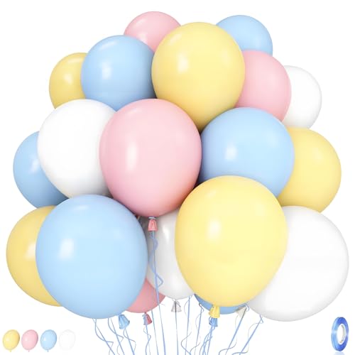 Luftballons, XIMEY 60 Stück Luftballons Pastellfarben, Luftballons Pastell, Luftballons Bunt, Bunte Luftballons, Ballons Geburtstag, Luftballon Geburtstag, Partydeko (Hellblau Gelb, 60) von XIMEY